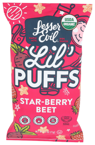 LesserEvil Lil Puffs Strawberry Beet
