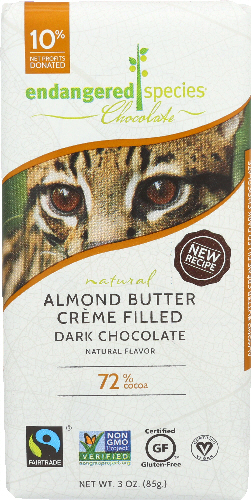 Endangered Species Chocolate Chocolate Bar Dark Almond Butter C, 3 oz
