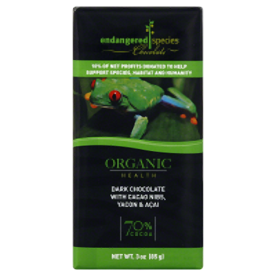 Endangered Species Chocolate Chocolate Bar Dark Tree Frog Organic, 3 oz