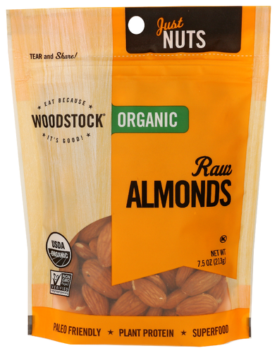 Woodstock Foods Almonds Raw Organic, 7.5 oz