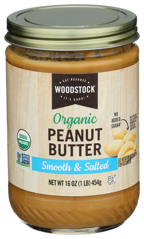 Woodstock Foods Peanut Butter Smth Salted Organic, 16 oz