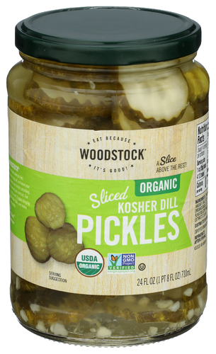 Woodstock Foods Pickles Dill Kshr Slcd Or, 24 oz