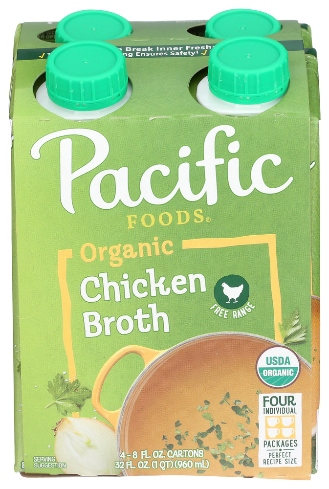 Pacific Foods Broth Chicken Frange Organic 4 pk Gluten Free