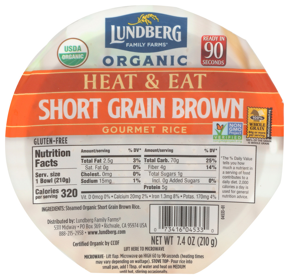 Lundberg Family Farms Rice Bowl Ready to Eat Shrt Green Brown