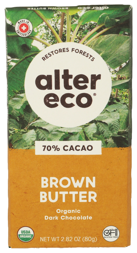 Alter Eco Chocolate Bar Dark Brown Butter