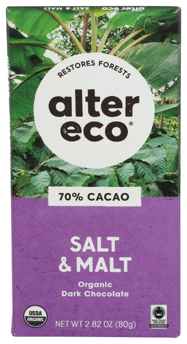 Alter Eco Chocolate Bar Dark Salt Malt Organic