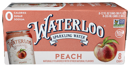 Waterloo Sparkling Water Water Sparkling Peach 8 pk, 96 fl oz