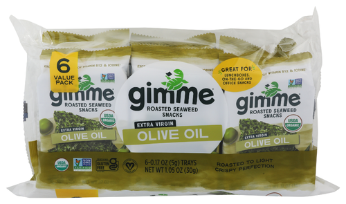 GimMe Organic Seaweed Roasted Extra Virgin Olive Oil 6 pk
