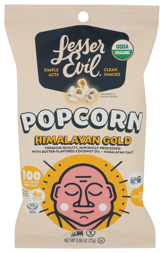 LesserEvil Popcorn Bag Himalayan Gld Organic, 0.88 oz