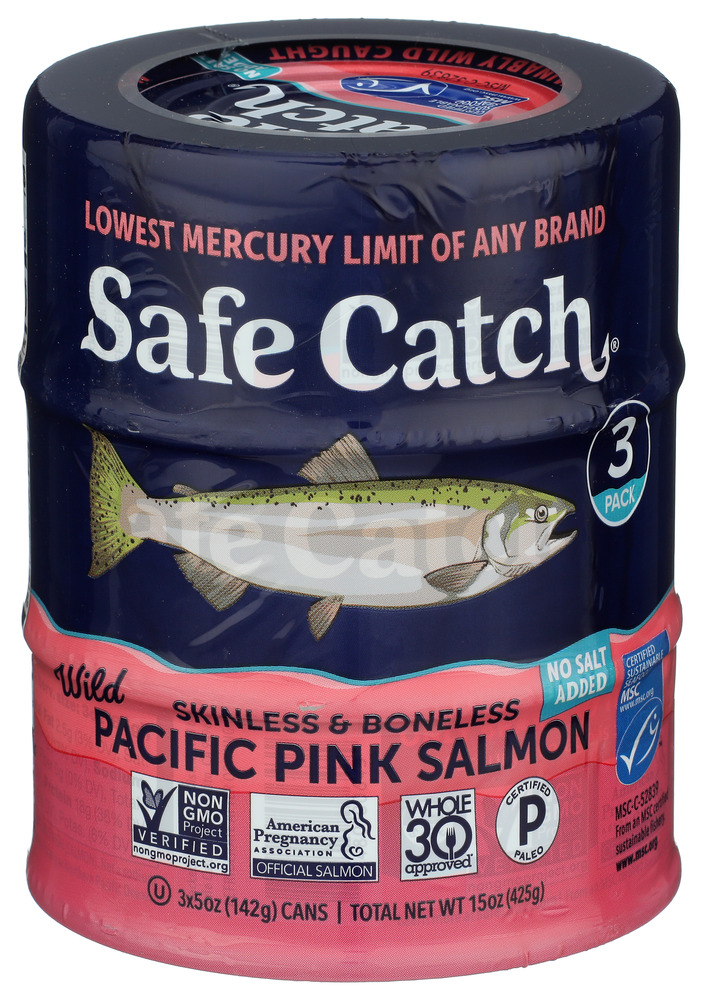 Safe Catch Salmon Wild Pink 3 Cans, 15 oz