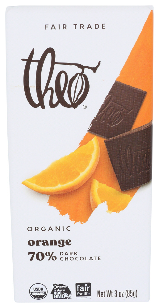 Theo Chocolate Chocolate Bar Dark Oran Organic, 3 oz