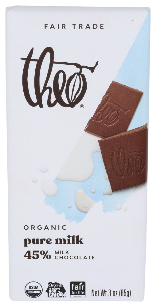 Theo Chocolate Chocolate Bar Milk 45%, 3 oz
