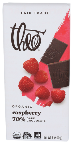 Theo Chocolate Chocolate Bar Dark Raspbry Organic