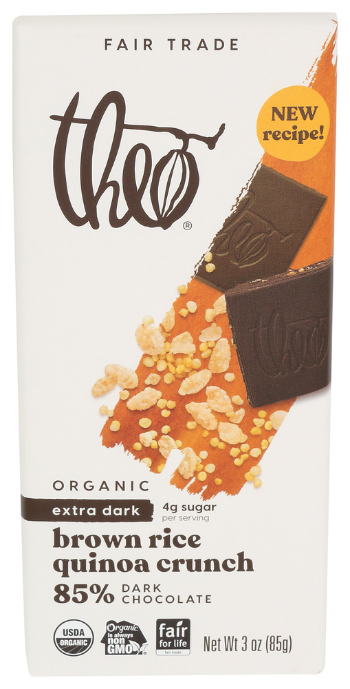 Theo Chocolate Chocolate Bar Dark 85% Black Rice