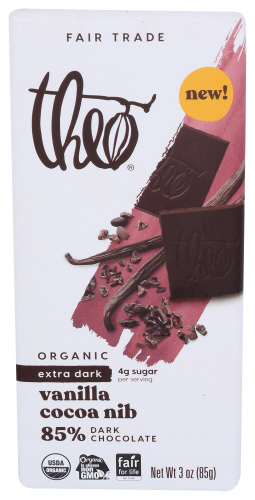 Theo Chocolate Bar Chocolate Vanilla Nib 85 Dark