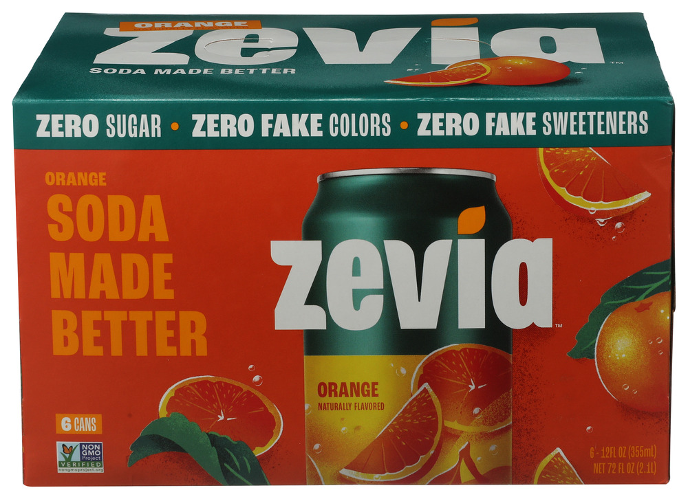 Zevia Soda Orange Natural 6 pk