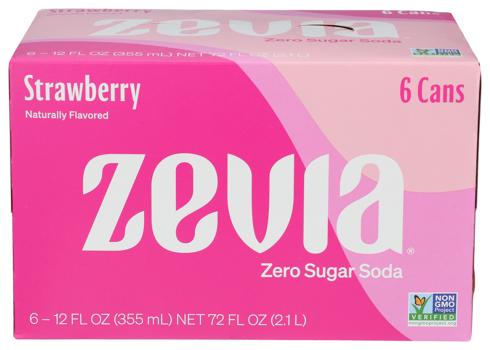 Zevia Soda Strawberry 6 pk