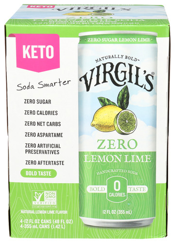 Virgil's Soda Zero Sugar Lemn Lime, 48 fl oz